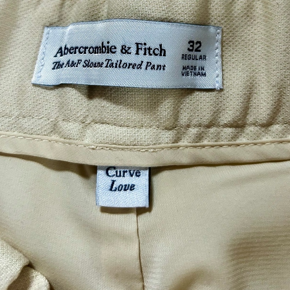 ABERCROMBIE sloane tailored wide leg pant high rise butter yellow size 32 - Picture 8 of 12